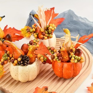 Lot de Décorations Florales d'Automne en Mousse de Haute Qualité Kangning : Citrouilles, Feuilles d'Érable Artificielles et Baies pour Halloween et Thanksgiving - Product Image 3