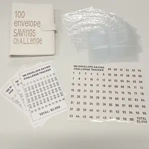 A5 anggaran perencana organizer foto kartu pengikat Emas jumlah besar hemat uang dompet tantangan 100 amplop kit tantangan set binder