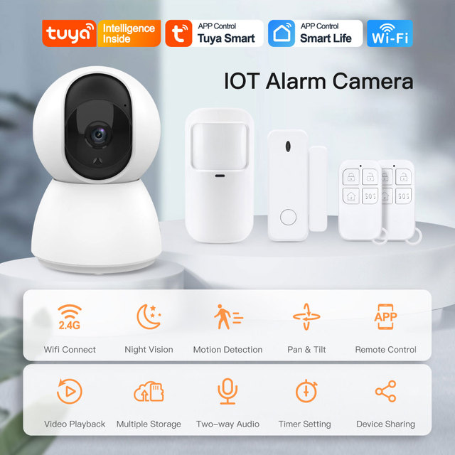 Tuya Smart 4MP WiFi Camera with IOT Alarm System 2.4G Wireless Home Security CCTV Audio Support 32pcs Sensors PST-IOT-C23B