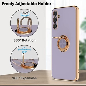 เคสโทรศัพท์แบบวงแหวนโลหะแม่เหล็กเคลือบทองสำหรับ Samsung S24 S23 S22 S21 A53 A12 A42 A13 A23 - Product Image 6