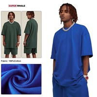 Ensemble t-shirt et short délavés vintage en coton surdimensionné de haute qualité en gros