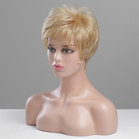 613 Blonde Pixie Cut Bob Perruques de Cheveux Humains avec Frange Mélange Court Perruques de Cheveux Humains