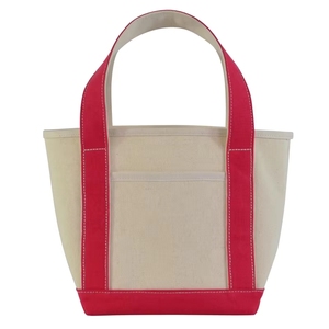 Sac fourre-tout en toile personnalisé de taille moyenne, beige avec bordure bleu marine, poignée supérieure, sac de courses pour les courses - Product Image 6