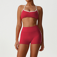 Ensemble de sous-vêtements de sport hautement élastiques D-SM2535TZ-7, débardeur uni, short, soutien-gorge, bretelles, décontracté, fitness, course à pied, yoga pour l'été