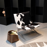 Fauteuil de loisirs créatif MOAB CASA en cuir avec structure métallique, style italien moderne, pour salon, bureau, hôtel, villa, chambre à coucher