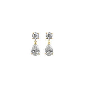 14k Gold Round and Pear Cut Diamond Drop Earrings New Design Earrings Sterling Silver Earrings Jewellery Korean Fashion Earrings - Product Image 1