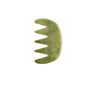 Peine de masaje de jade Xiuyan 100% natural, tabla Gua Sha de jade verde, masajeador de cabeza y cuero cabelludo, herramienta de lifting facial, peine de piedra - Product Image 6
