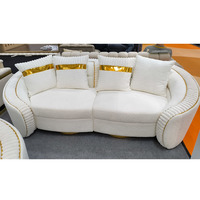 Ensemble de canapés de salon 1+1+3+3 places en polaire, style moderne et confortable 2026, avec fauteuil pivotant à 360°, table basse et haut-parleur Bluetooth