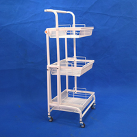 Chariot utilitaire pliable pour l'organisation de la maison, avec panier en maille à angle réglable