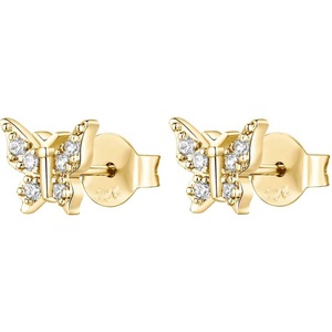 PAVOI Boucles d'oreilles clous délicates plaquées or 10K pour femme, tiges en argent sterling 925, fermeture à bouton, zircone cubique, motif éclair céleste - Product Image 2