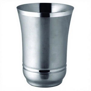 Gobelet Flower Design avec touche argentée Verre à eau Verre de service en acier inoxydable Gobelet à eau incassable Métal empilable - Product Image 1