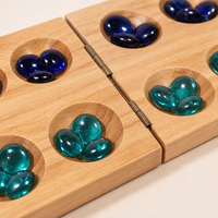 Jeu de Mancala en bois de pin de haute qualité, ensemble professionnel pliable avec des pions en pierre polie pour la famille