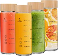Bouteille d'eau isolée en verre borosilicaté SINCERE grande capacité couvercle en bambou marqueur de temps Design créatif pour une utilisation au bureau à domicile