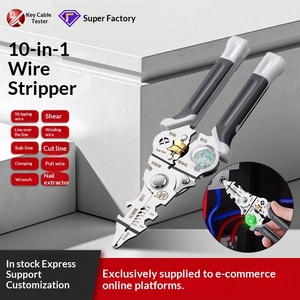 10-in-1 Multi-Functional <b>Wire</b> <b>Stripper</b> Industrial-Grade <b>Wire</b> Winding Lineal Line Iron <b>Wire</b> Electrician Special with Measuring - Product Image 1