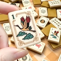 Mahjong Amerika Mewah Modern 160PCS 36mm 4-Lapisan Ubin Akrilik Berukir Oranye Hijau Alas Maroko Stok untuk 4-Pemain Poker