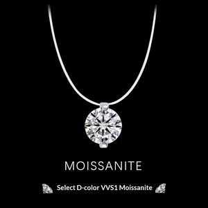 Collar <span class=keywords><strong>de</strong></span> Plata <span class=keywords><strong>de</strong></span> Ley 925 Premium SJ con Moissanita Lágrima <span class=keywords><strong>de</strong></span> Sirena, Certificado GRA, Gargantilla <span class=keywords><strong>de</strong></span> Hilo Invisible con Efecto Ilusión, 2g - Product Image 4