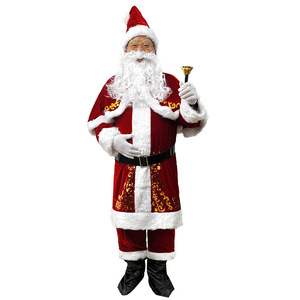 Costume de père noël pour femmes, robe longue en velours rouge avec capuche et garniture en fourrure, tenue de reine de noël, taille adulte - Product Image 5