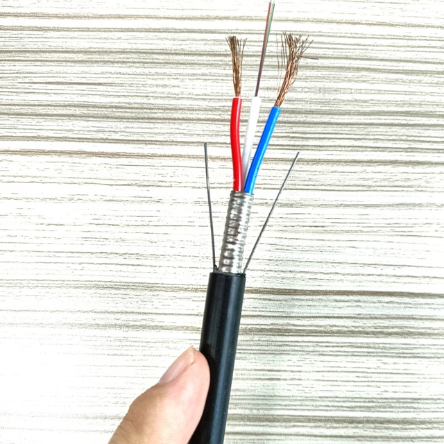Single Mode G652D Customized Composite Fiber Optical Cable with Copper Power Wires