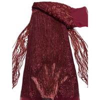 NI.AI Nouveau Tissu en Tulle Brodé de Perles Lourdes et de Franges, avec Paillettes et Perles Tubulaires, pour Robe de Soirée
