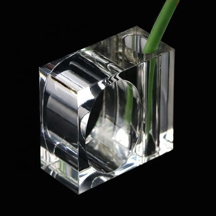 Anéis de Guardanapo de Acrílico atacado com vaso, vaso de plástico transparente barra de suporte do guardanapo