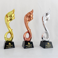 Nouveau Trophée Cristal Note de Musique en Résine Or Argent Bronze