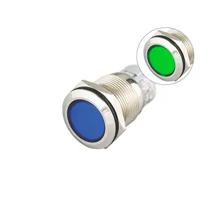 Impermeable RGB cabeza plana dot LED 12V 48V ON OFF interruptor de botón pulsador 22mm verde con precio bajo al por mayor