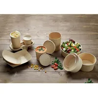 Offre Spéciale – Bol à Salade en Papier Kraft Biodégradable de Qualité Alimentaire à Paroi Simple pour Plats à Emporter (Nouilles) – Tailles 500ml-1500ml
