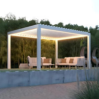 Pergola de jardin de luxe avec toit rigide imperméable, en aluminium, à lames orientables, design moderne