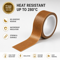 Ruban en fibre de verre enduit de PTFE 0,18 mm, simple face, silicone sans résidu, résistant à la chaleur, pour l'électronique industrielle, taille personnalisée