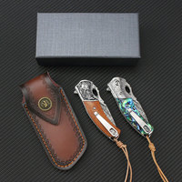 Couteau tactique pliant EDC de camping, multifonction, de qualité industrielle, avec lame en acier Damas et manche en bois, personnalisable par OEM pour les grands groupes d'entreprises