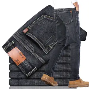 Новая Мода Высокое качество оптовая продажа прямые деловые повседневные стрейч плюс размер мужские джинсы