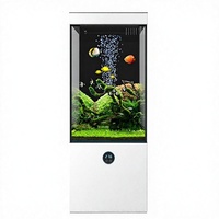 Meuble d'aquarium vertical de luxe pour salon, en verre super blanc, avec filtre de fond intégré et vidange à une touche