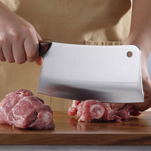Household <b>bone</b>-chopping <b>knife</b> with wooden <b>handle</b>, stainless steel cleaver, chef's slicing <b>knife</b>, Yangjiang <b>knives</b>. - Product Image 4