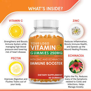 Premium bütün gıda karışımı <span class=keywords><strong>Vitamin</strong></span> takviyesi <span class=keywords><strong>C</strong></span> vitamini Gummies turuncu lezzet bağışıklık ve kollajen yetişkinler ve çocuklar için destek - Product Image 6