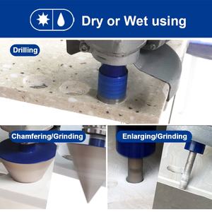 مجموعة من 10 قطع لحفر الماس بـ 10 ثقوب مقاس 5/8 بوصة-11 بأحجام <span class=keywords><strong>6</strong></span>/8/10/25/35/50/65 ملم ولقمة طحن إصبعية 10 ملم ولقمة تشطيب حواف 2 بوصة - Product Image 4