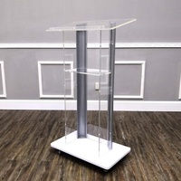 Vente directe d'usine de pupitres d'église et de lutrins scolaires en acrylique transparent détachable avec côtés en acier courbé, taille personnalisée