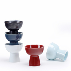 Plato de cerámica china con base alta para frutas, redondo, de porcelana, estilo tradicional, para servir aperitivos y postres en fiestas. - Product Image 5