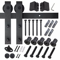 Kit de quincaillerie RHETECH pour porte de grange industrielle moderne, système de rail pour porte coulissante, accessoire en fer et acier inoxydable pour maison et entrepôt