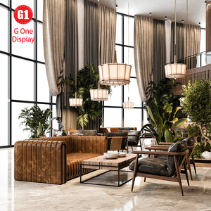 Mobilier de design intérieur d'hôtel haut de gamme moderne, salle à manger et espace d'attente élégants et personnalisés avec vitrines LED - Product Image 1
