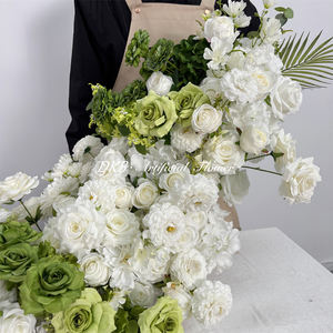 Chemin de table personnalisable en fleurs artificielles en soie blanche pour décorations de banquets de mariage et locations d'arrangements floraux - Product Image 3