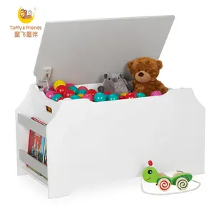 Toffy & Friends-caja de almacenamiento de juguetes para niños, Banco funcional de gran capacidad, color blanco