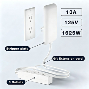 Enchufe de pared delgado con cable, kit de ocultación de cables, protector contra sobretensiones de 6 pies y 125 V con 3 tomas de corriente - Product Image 6