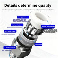 Raccord rapide pneumatique miniature, joint cylindrique fileté droit, placage cuivre-nickel POC 3/4/6/8/10/12 pour tuyau d'air
