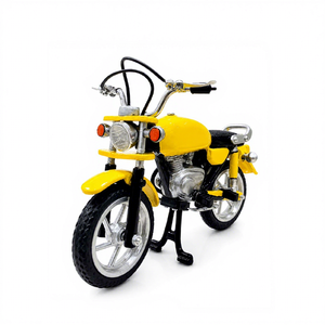 Modelo de Motocicleta Pintada Gubuk Bali CB100 ABS, Escultura Antigua Coleccionable, Amarillo y Negro, Pieza de Arte 3D Completa - Product Image 1