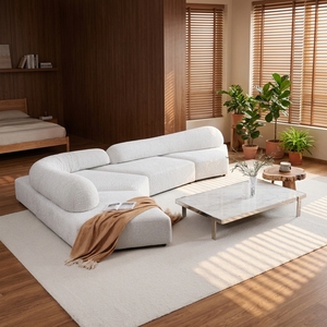 Juego de Sofás Rock Set Cloud Soft para Tela Bouclé, Diseño Moderno en Forma de L para Decoración de Sala de Estar de Apartamento - Product Image 1
