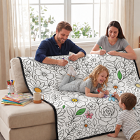Couverture florale monochrome Daisy Rose Doodle avec motif à remplir, disponible en ODM, idéale pour studio d'artisanat, méditation ou comme cadeau.