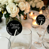 Decoraciones de Acrílico Personalizadas para Cócteles con Nombre y Fecha, Cortadas con Láser, para Cumpleaños, Aniversarios y Despedidas de Soltera