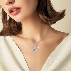 Collana <span class=keywords><strong>mamma</strong></span> alla moda del produttore di gioielli "ti amo" rodio oro blu ametista zircone argento <span class=keywords><strong>cuore</strong></span> regalo per la festa <span class=keywords><strong>della</strong></span> <span class=keywords><strong>mamma</strong></span> - Product Image 4