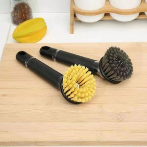 Brosse de nettoyage multifonctionnelle pour la vaisselle avec distributeur de liquide intégré et manche long, pour la cuisine domestique - Product Image 1