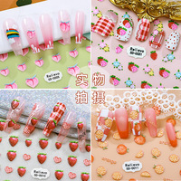 Autocollant 5D pour ongles, motif fruits (avocat, fraise) en relief, pour nail art DIY
